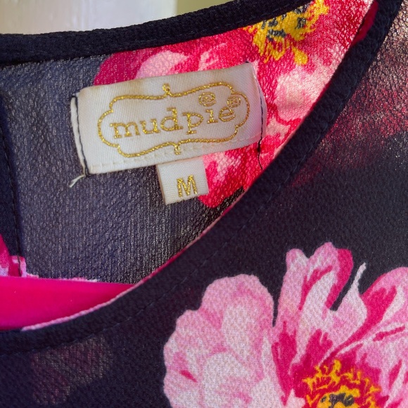 Mud pie Navy floral top Sz M - Picture 2 of 4